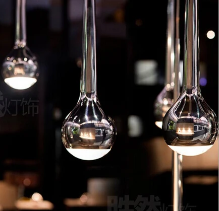 Creative Waterdrop Aluminum Crystal Led Pendant Light Modern Plated Silver Falling Water pendant light 5w 9*50cm AC 90-265V 1815 | Лампы и