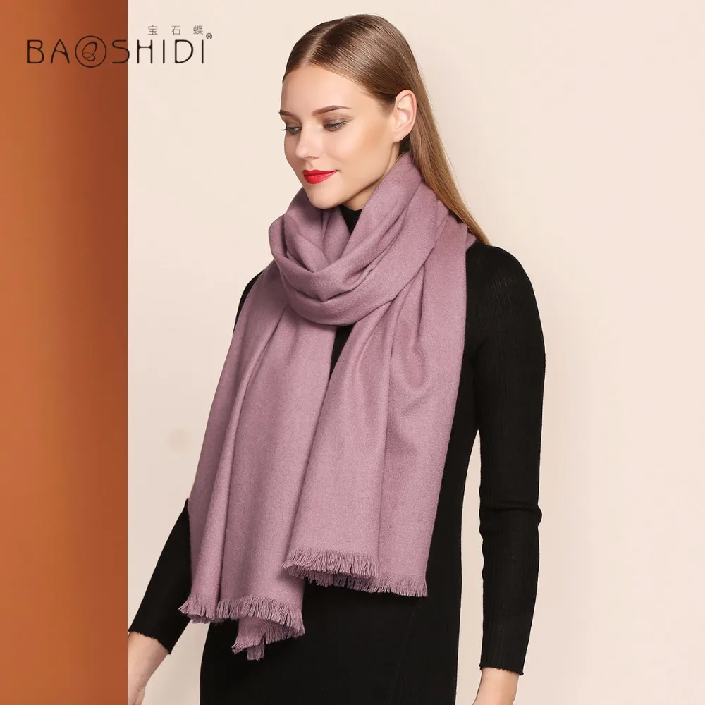 [BAOSHIDI] 100% кашемировый зимний шарф роскошные брендовые шарфы для женщин модная