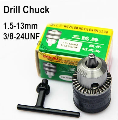 

Free shipping Tapered Tip 1.5-13mm Capacity 3/8-24UNF Mount Key Type Drill Chuck The link to the 3/8-24UNF