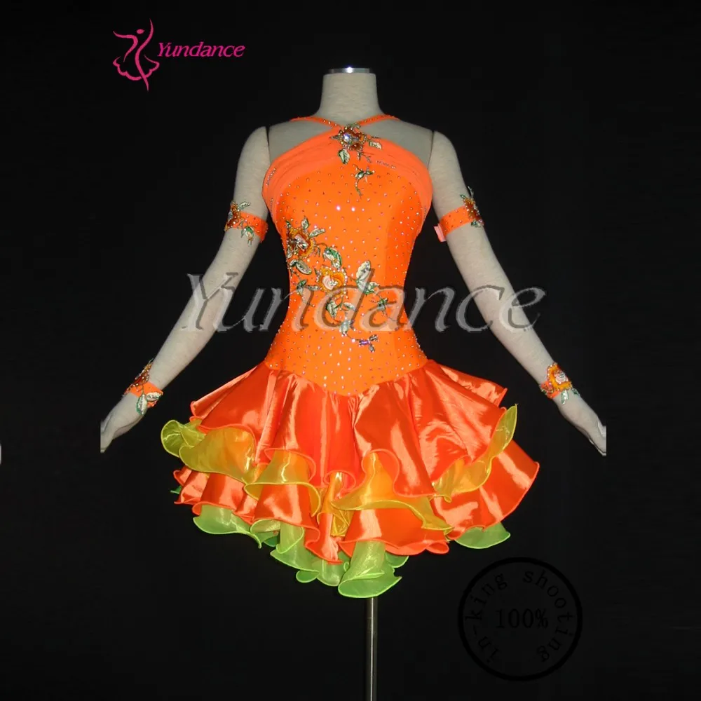 

Hot Item Bright Orange Latin Sexy Dresses For Women China Wind L-1135
