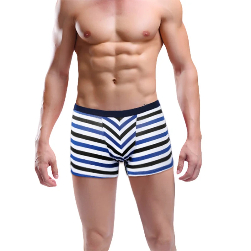 Мужское сексуальное нижнее белье в полоску удобные дышащие шорты летние крутые