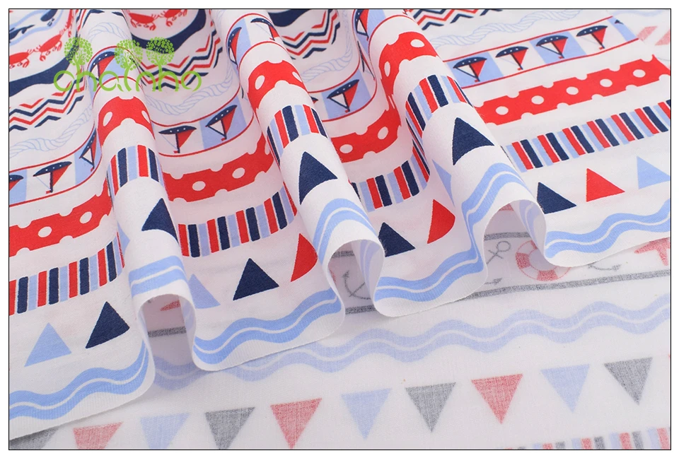 Chainho, Ocean Series,Printed Twill Cotton Fabric,Patchwork Cloth For DIY Sewing Quilting Baby&Children's Material,100x160cm
