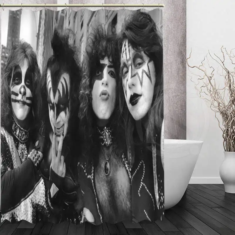 Лучший Хороший пользовательский KISS Band занавеска для душа, занавеска для ванной, водонепроницаемая ткань для ванной комнаты, больше размеров, WJY#12