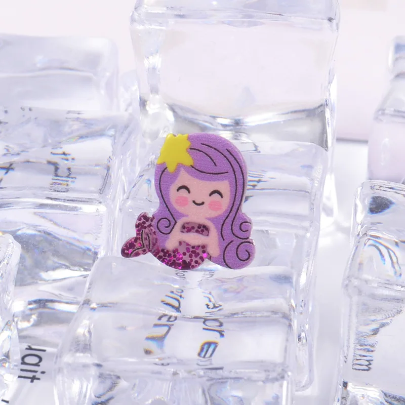 purple 10 шт. блеск мини-Русалка с плоской задней Кабошоны-аксессуары из смолы с мультипликационным принтом с плоской задней частью резиновый Кабошон Украшение для рукоделия 14*15 мм - Цвет: purple