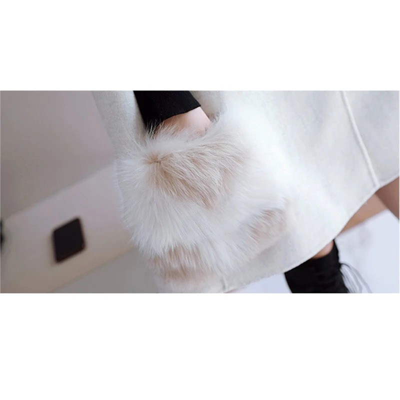 wreeima Elegant Turn-down Cloak winter cape coat Women long sleeve outerwear Wool 2018 Autumn casual streetwear overcoat | Женская