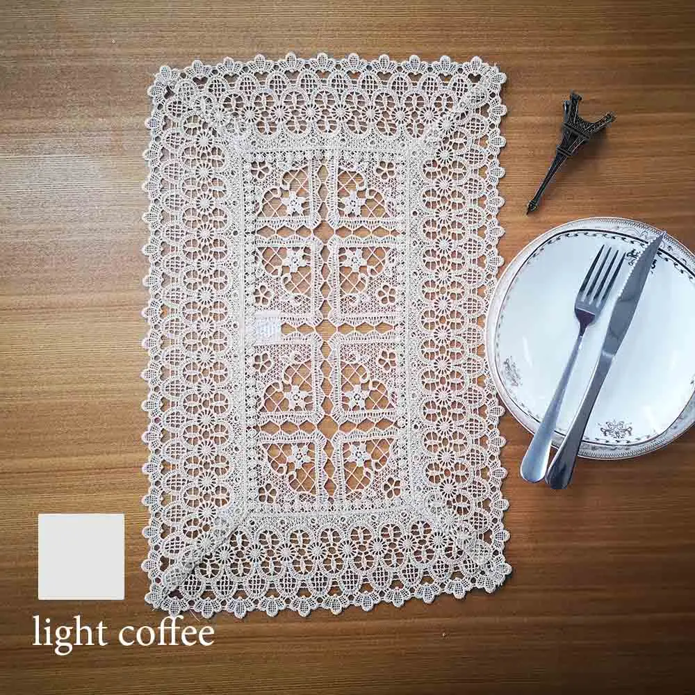 light coffee 1 лот 2 шт 30x45 см белый цвет чистый водорастворимый выдалбливают вышитые кружева Столовые Салфетки - Цвет: light coffee