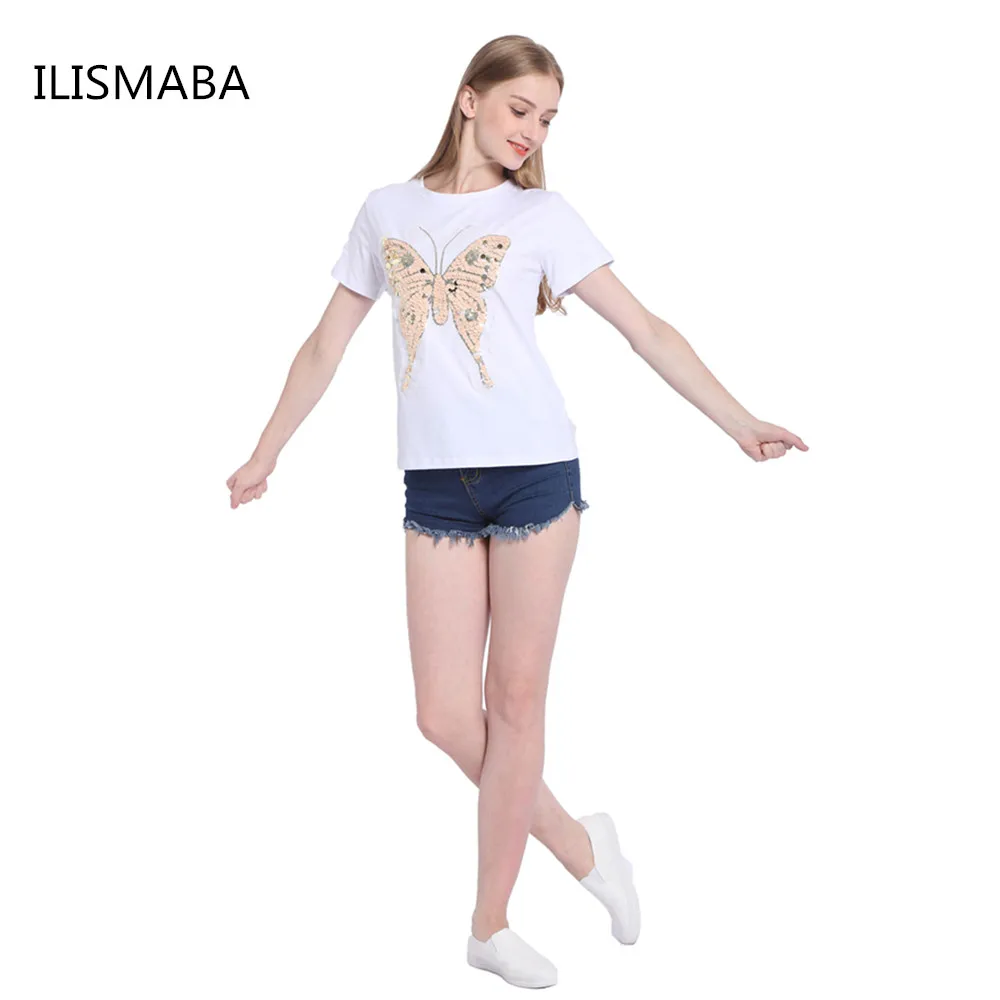 Ilismaba Лето 2017 г. прекрасный MS модные Рубашка с короткими рукавами круглым вырезом