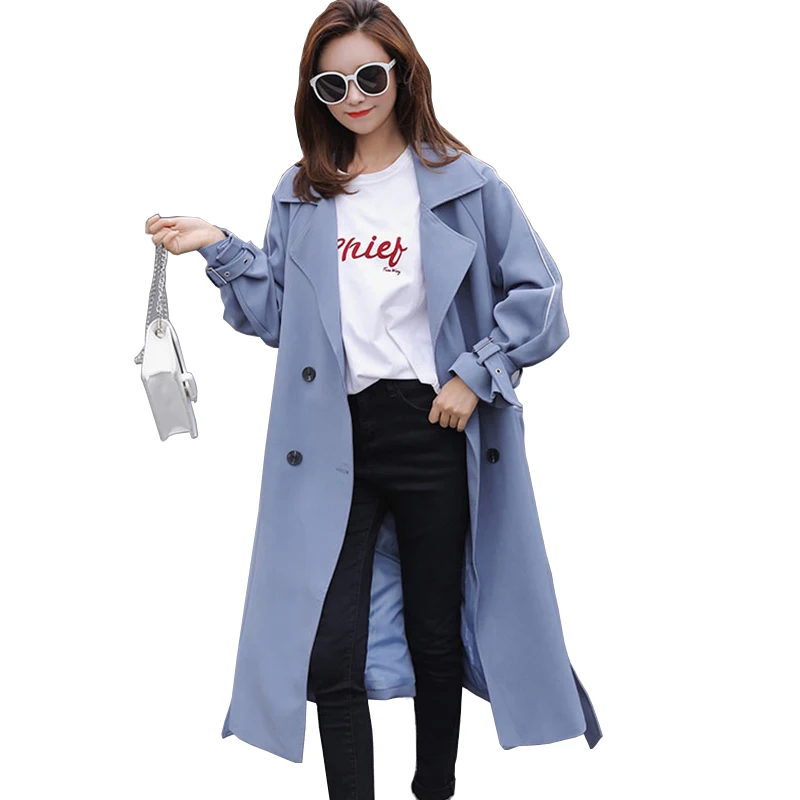 Осенняя Женская Повседневная ветровка Trytree 2018 однотонные женские тонкие длинные