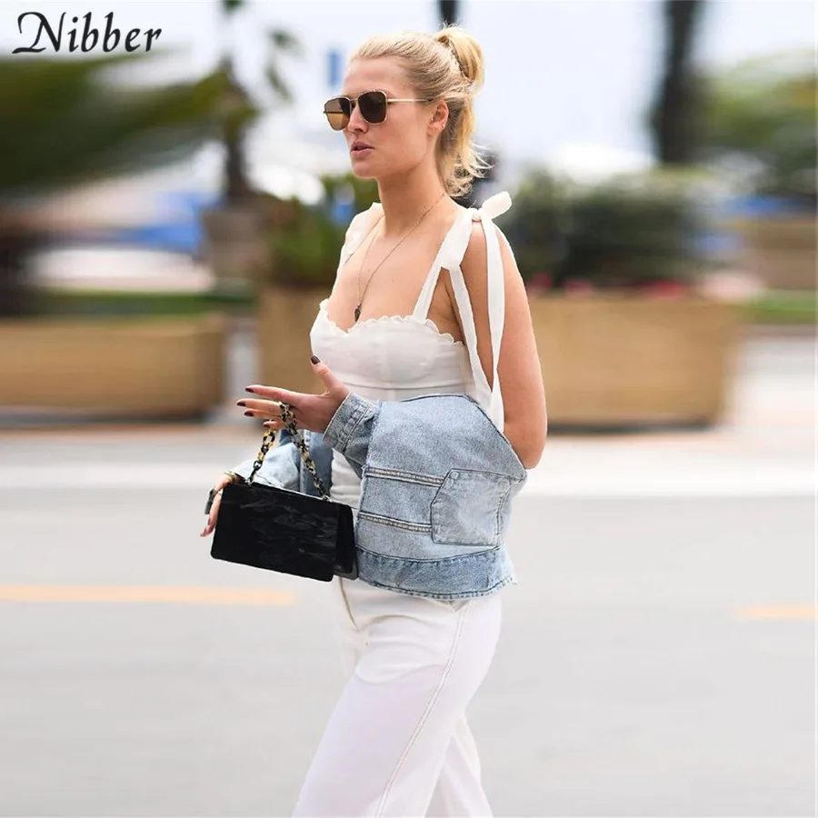 Nibber Мода high street Элегантный белый кроп-Топ женский камзол лето кружевной дизайн Дикий Танк Топы офисные женские футболки