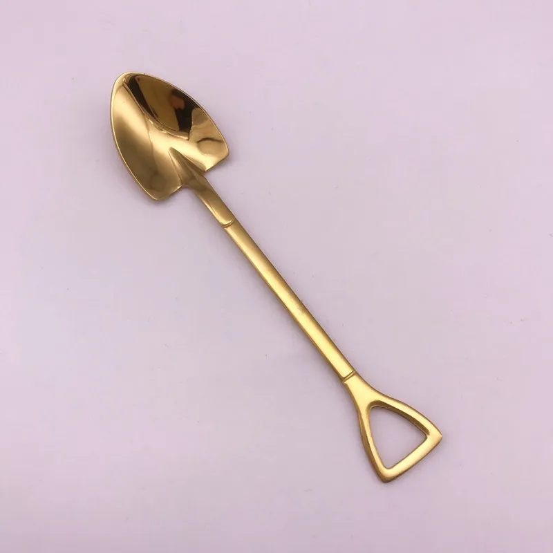 Gold Spoon 304 нержавеющая сталь ложки для чая и кофе вилки столовые приборы уникальная мороженое вилка для фруктов и десертов ложки для чая и кофе маленького размера серебро золото - Цвет: Gold Spoon