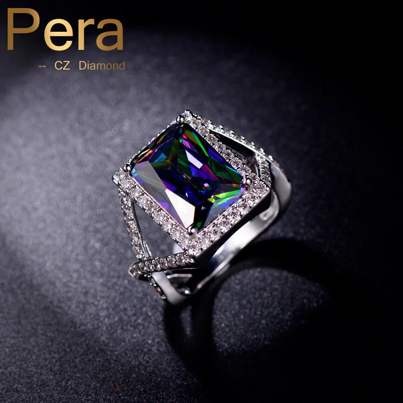 Pera классическое большое кольцо для женщин мистические радужные Квадратные