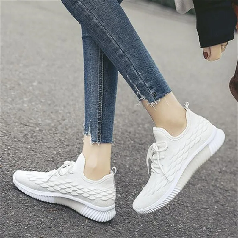 Женские кроссовки DIWEINI Белые Повседневные из дышащей сетки на плоской подошве