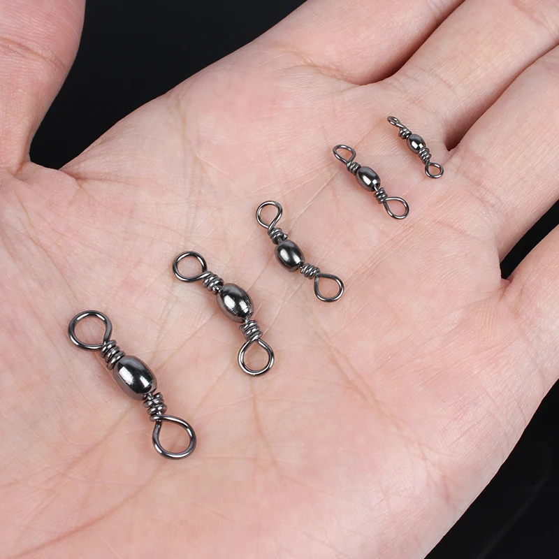 Хорошее качество черные рыболовные Вертлюги разных размеров 200 шт. ZX поворотный