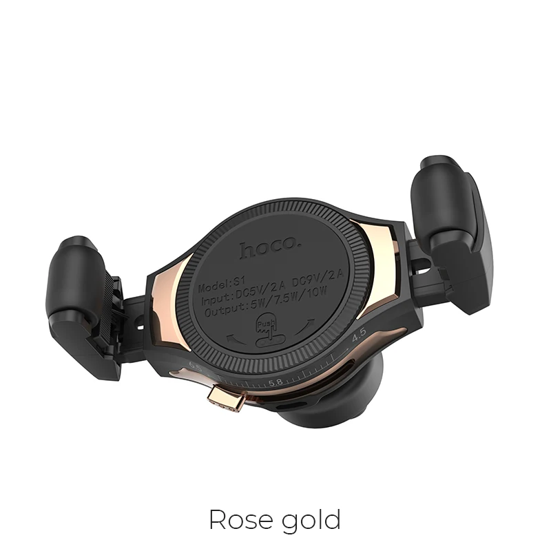 HOCO автомобиль Qi Беспроводное быстрое зарядное устройство для iPhone XS Max X XR 8 Air Vent Автомобильный держатель для телефона тип колеса крепление для samsung Xiaomi huawei - Тип штекера: Rose gold