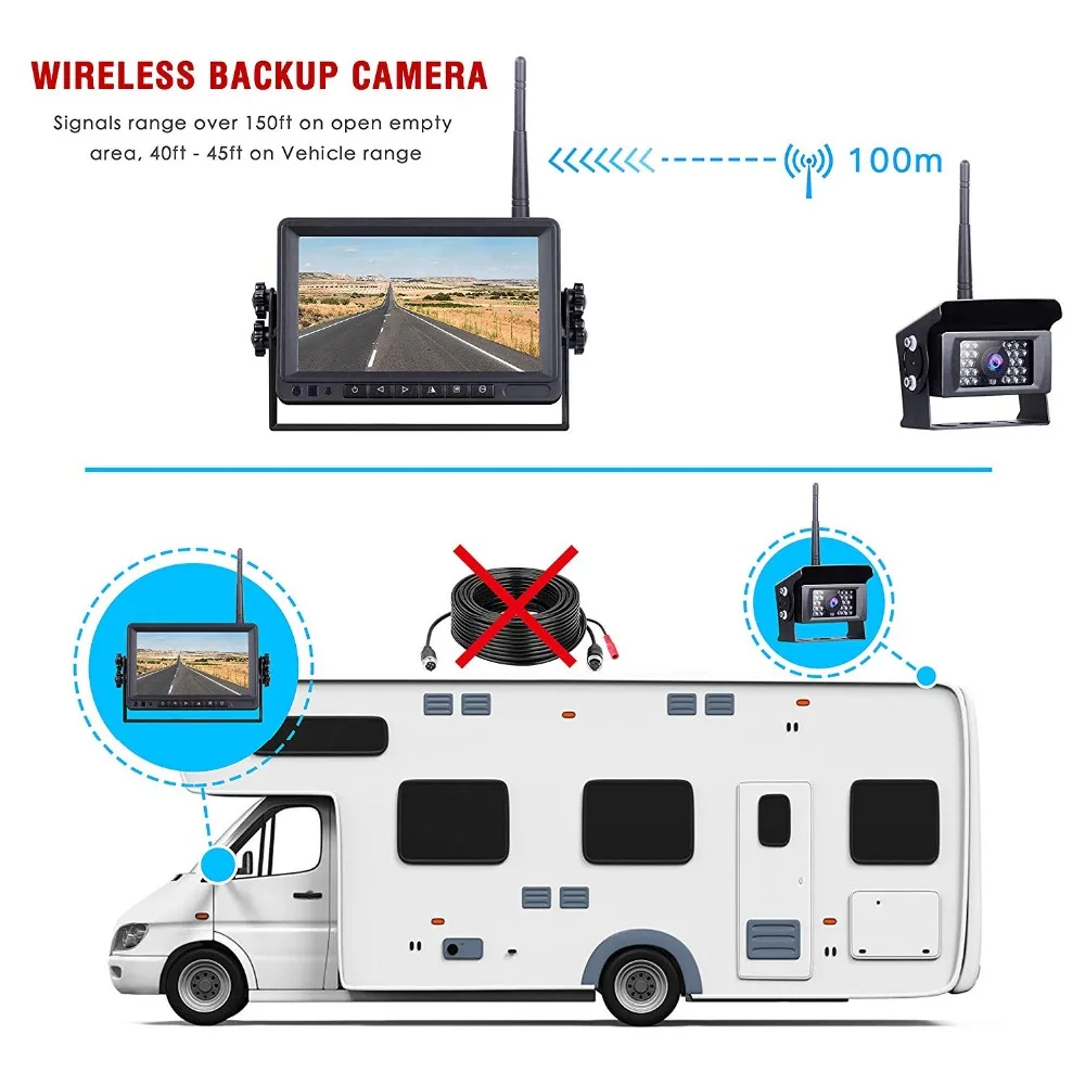 Цифровая беспроводная камера заднего вида 7 дюймовый ЖК монитор IP69