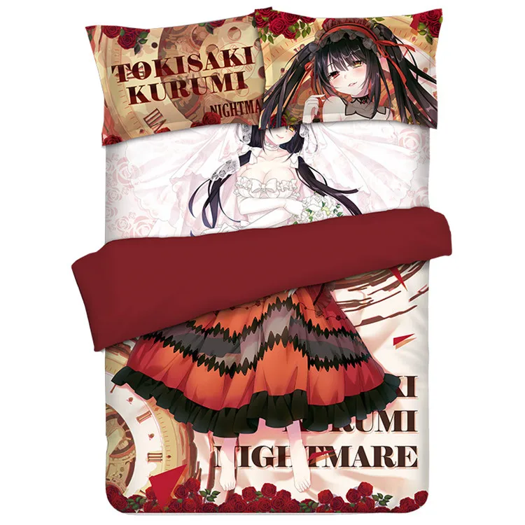 Набор постельного белья с рисунками из мультфильмов, 4 шт. Yatogami Tohka Yoshino Tokisaki Kurumi, постельное белье с аниме - Цвет: CP170032