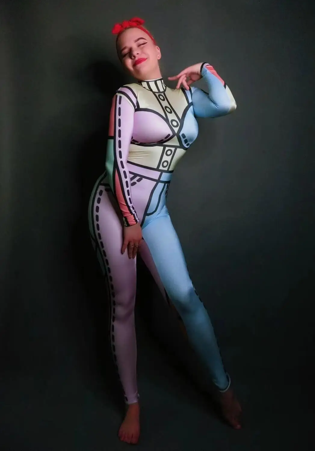 Эластичный Облегающий комбинезон трико с асимметричным рисунком одежда для