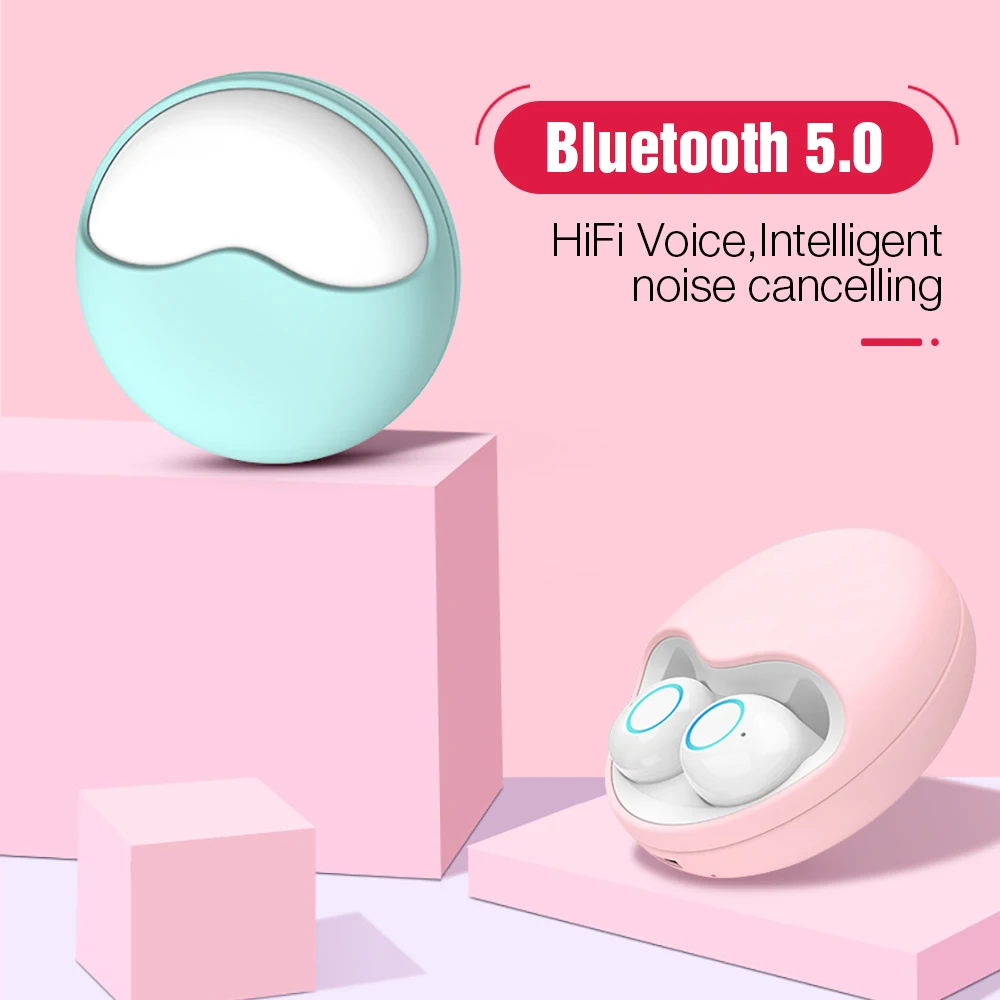 Cute TWS Mini Sport Earbuds Wireless Earphones Bluetooth Stereo Earphones Cordless Twins Headsets with Mic for IOS Android Phone