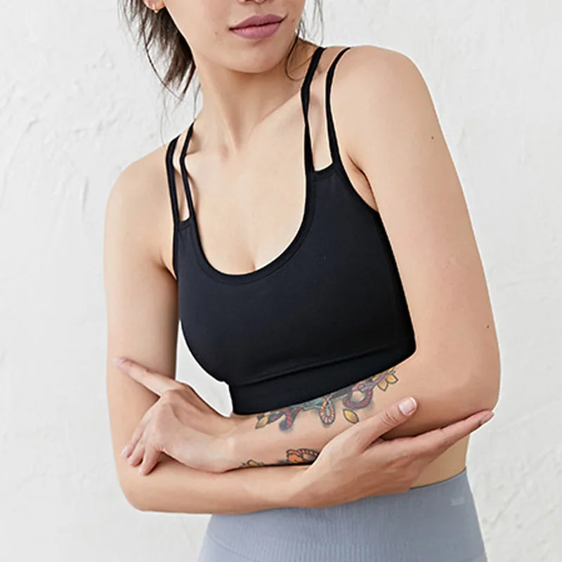 

Curve Top Tank Women Cross Shoulder Strap Gym Sports Jogger Yoga Vest Tops Padded Camisole ASD88