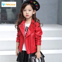 childrens pu jacket girls motorcycle jacket kid outwear turtleneck zipper long sleeve casual spring autumn fashion red black