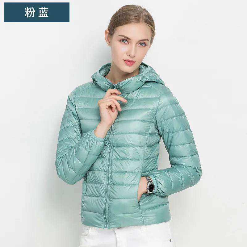 

2018 women multi-color ultra light down jacket hooded winter duck down jackets women slim long sleeve parka zipper coats