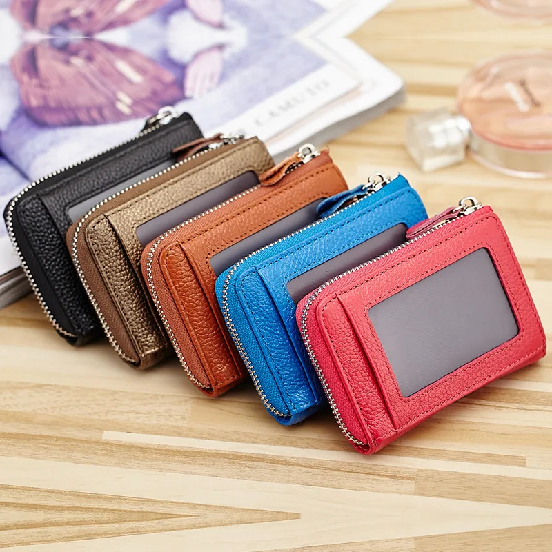 Women Men Zip Coin Bag Genuine Cow Leather Mini Money Wallet Key Pouch Pocket Gift Hot Photo Window Card Holder Purse 2669 | Багаж и сумки