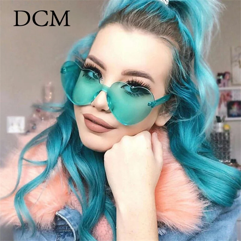 Женские солнцезащитные очки без оправы DCM в форме сердца с затемненными