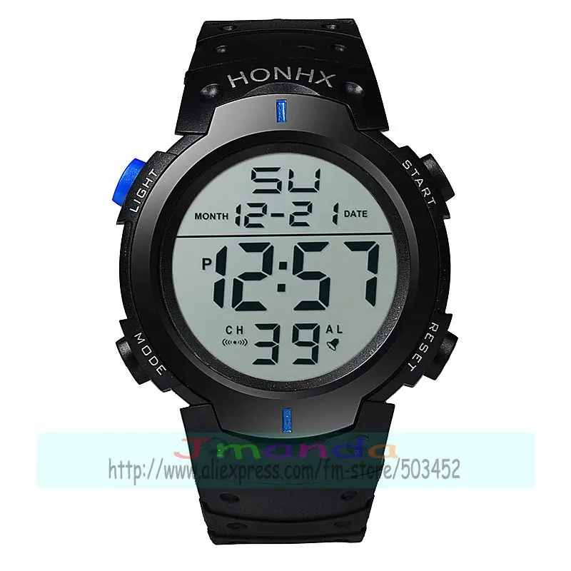 blue 100 шт./лот, HONHX-9001-1, новые цифровые часы с большим круглым циферблатом для детей, горячая Распродажа, высококачественные силиконовые часы с черным ремешком - Цвет: blue