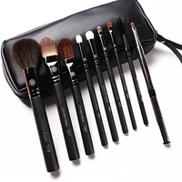 korean pony 9pcs makeup brushes set professional pearly handle natural goat hair make up brush kit with leather case gift