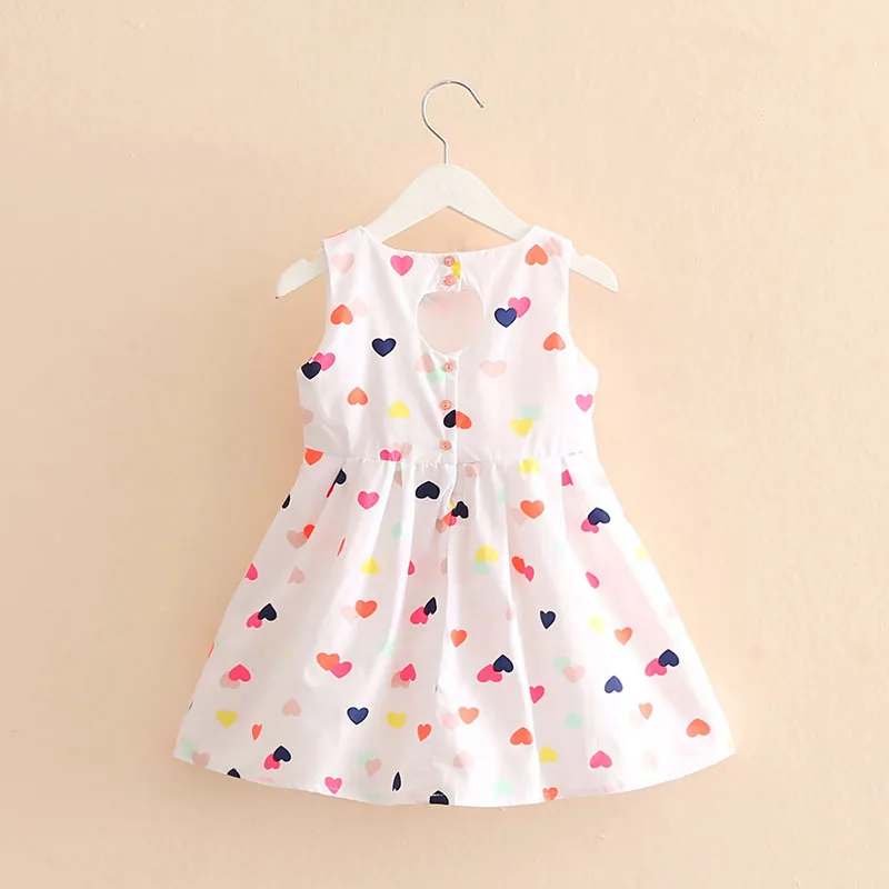 Baby Girl Dress Heart Print Summer Princess party Kids Clothing 2t-7 | Детская одежда и обувь