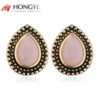 huimei 2022 luxury retro 4 s brincos pink green glass drop earrings womens jewelry
