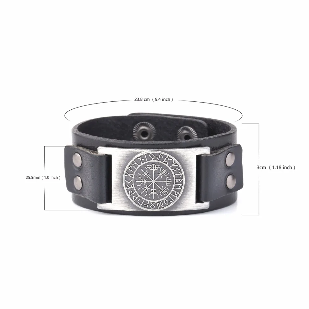 LIKGREAT Viking Vegvisir компас Подвески, браслет, нордические руны, очаровательный браслет для мужчин, Odin черный коричневый кожаный браслет, ювелирные изделия
