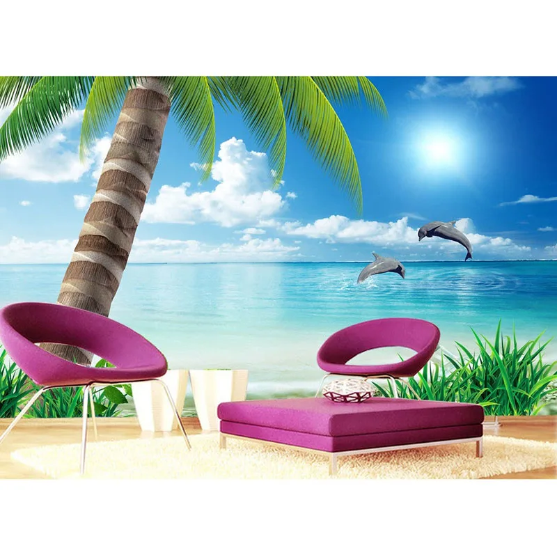 2016 новая модная фотообои на стену с кокосовым рисунком 3D пляжная для спальни