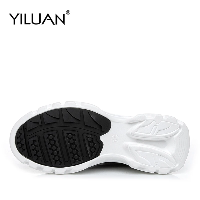 Женские кроссовки на платформе Yiluan черные повседневные для студенток весна