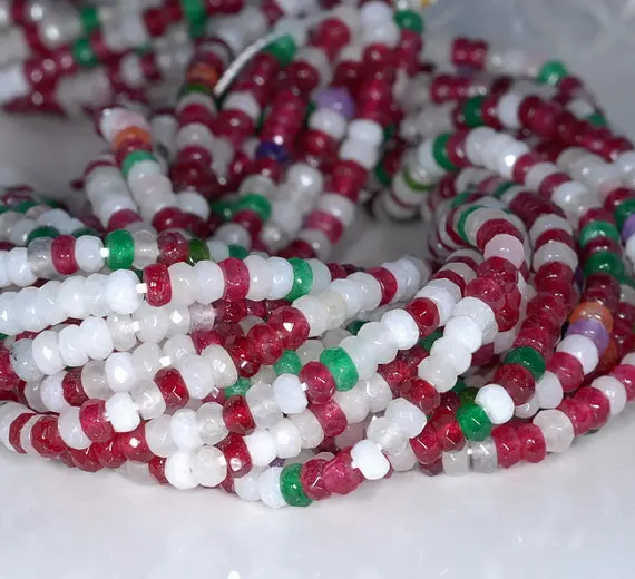 4x3 мм Нефрита Камень Цвета Смешивания Грановитая Rondelle Loose Бусы 14.5 дюймов Полный