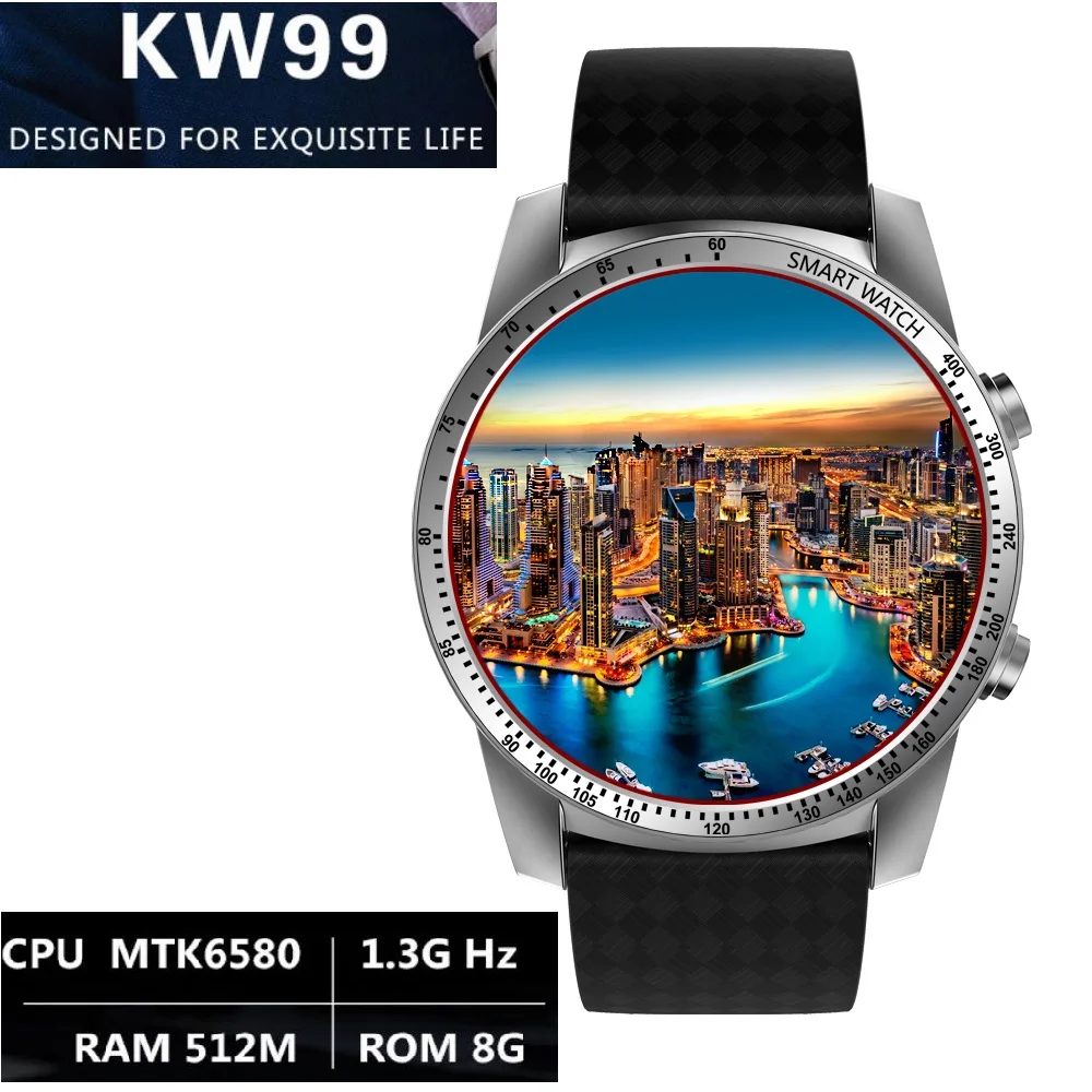 KingWear KW99 3g Смарт-часы Bluetooth 4 0 с мобильным телефоном на базе Android 5 1 39 дюймов MTK6580