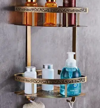 Corner shelf Приспособления для ванной резные в бронзе, алюминиевые Банные наборы, полотенца, бумажные кронштейны для аксессуаров для ванной комнаты набор кистей - Цвет: Corner shelf