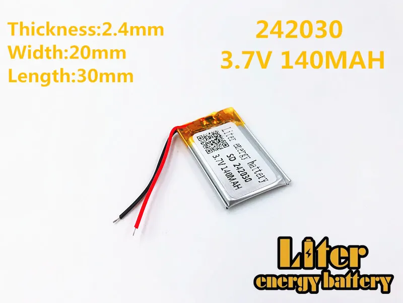 242030 140MAH Литий-полимерный аккумулятор 242030 литий-полимерный аккумулятор 140 мА/ч, 3,7 V 242030 MP3 MP4 gps аккумуляторная батарея - Цвет: 242030 140MAH