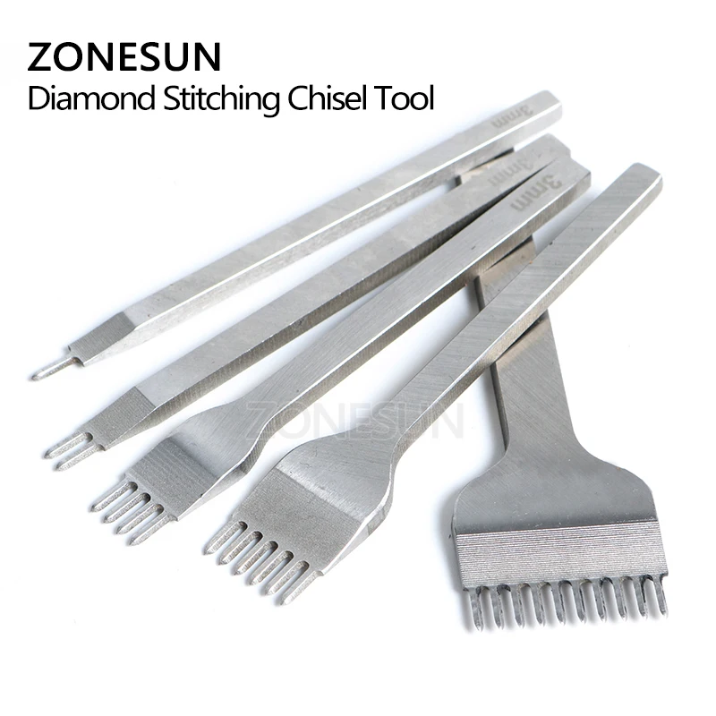 

ZONESUN leather punch White Steel Diamond Stitching Chisel Tool Hole Size 1.5mm Distance Between The Holes 3/4/5/6mm
