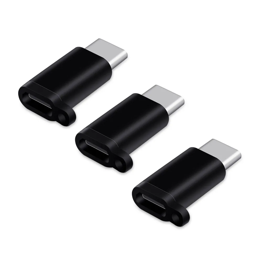Черный NYFundas 3 шт. type-C для mi cro USB адаптер для One Plus 6 Oneplus 6 zenfone5z Xiaomi mi Max 3 huawei P20 Pro type C 3,1 конвертер - Цвет: Черный