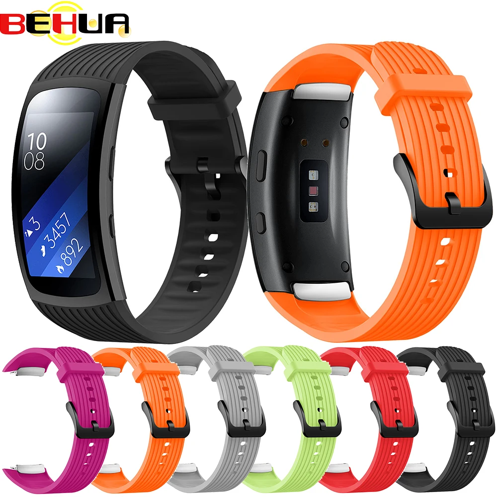 Сменный силиконовый ремешок для Samsung Gear Fit 2 Pro с металлической