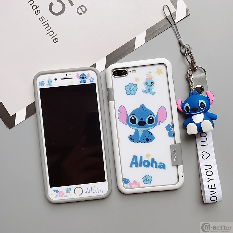 Мультяшная стежка чехол для iPhone 6 6s plus задняя и Передняя пленка 7/8 телефона милый