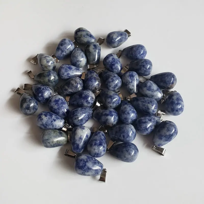 sodalite stone 50 шт./лот горячая Распродажа смесь природных камней подвески в форме капли воды для изготовления ювелирных изделий DIY - Окраска металла: sodalite stone