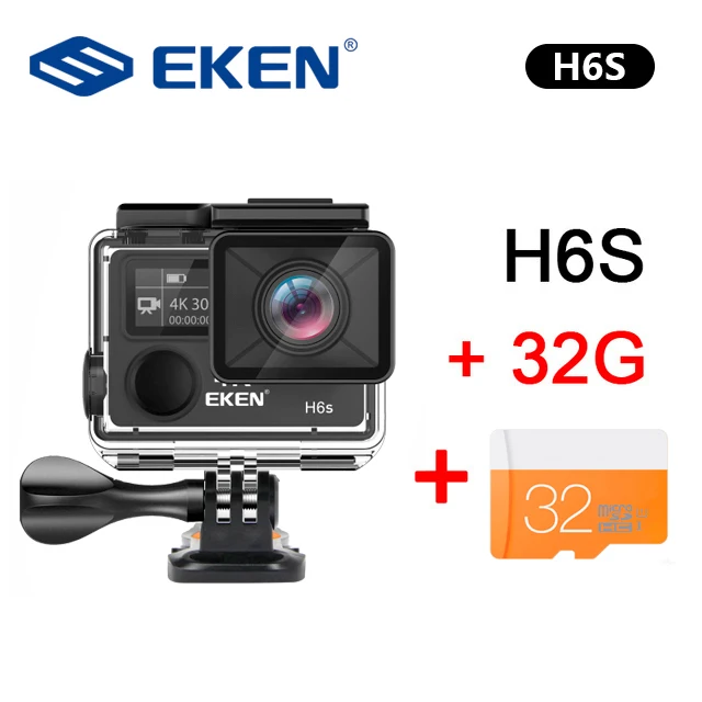 Оригинальная Экшн-камера eken H6S Ultra HD с чипом Ambarella A12 4 k/30fps 1080 p/60fps EIS 30M Водонепроницаемая Спортивная камера - Color: H6S Black 32G