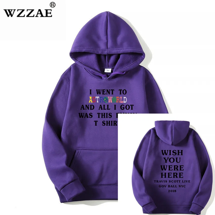 ASTROWORLD look mom i can fly толстовка с капюшоном Трэвиса Скотта Astroworld Толстовка с подарочным принтом мужской пуловер в стиле хип-хоп толстовка - Цвет: Purple