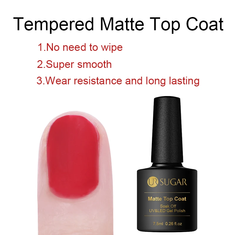 Tempered Top Coat Ur Sugar 7,5 мл опал желе гель белый замочить от УФ верхнее покрытие Базовое покрытие не протирать Гель-лак для нейл-арта Базовое покрытие гель лак - Цвет: Tempered Top Coat