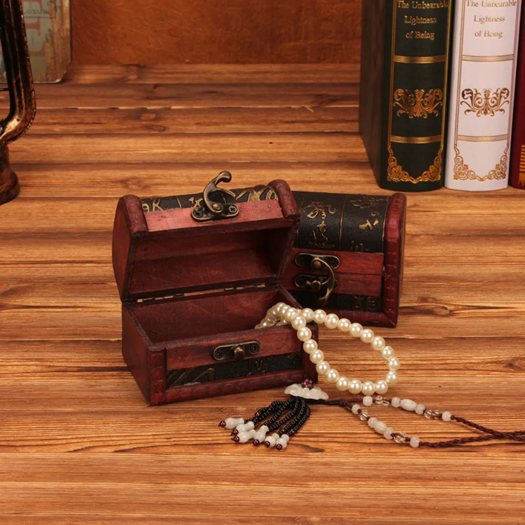 Шкатулка для ювелирных изделий винтажная деревянная коробка ручной работы с