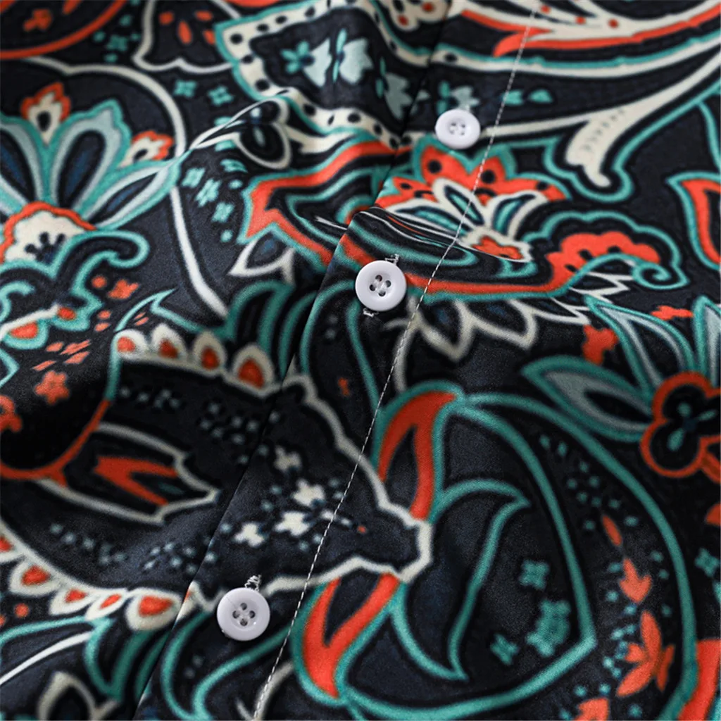 

shirt men casual Men Fall Fashion Shirts Casual Printing Beach Shirts Long-Sleeve Top Blouse male social shirt#15