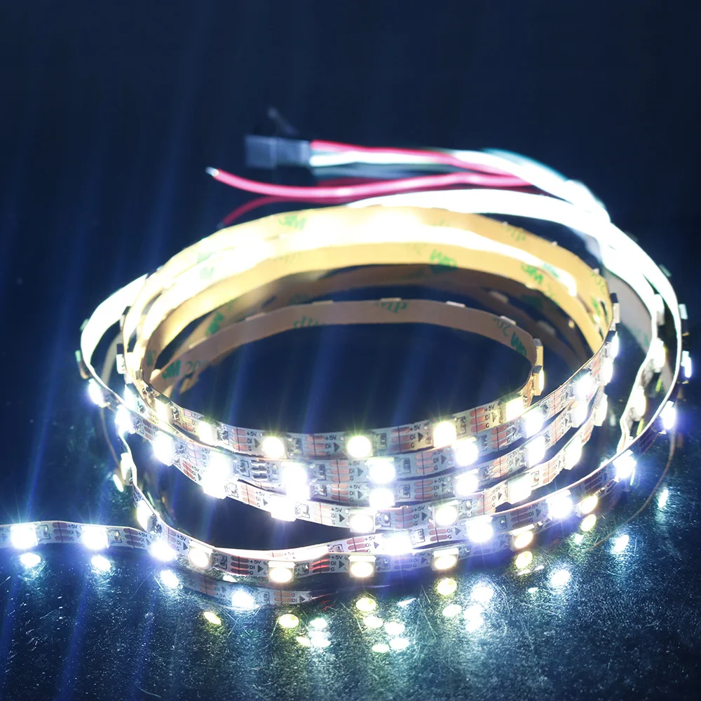 5 в постоянного тока тонкая светодиодная полоса WS2812B мини 5050 RGB Пиксельная 2 м 60