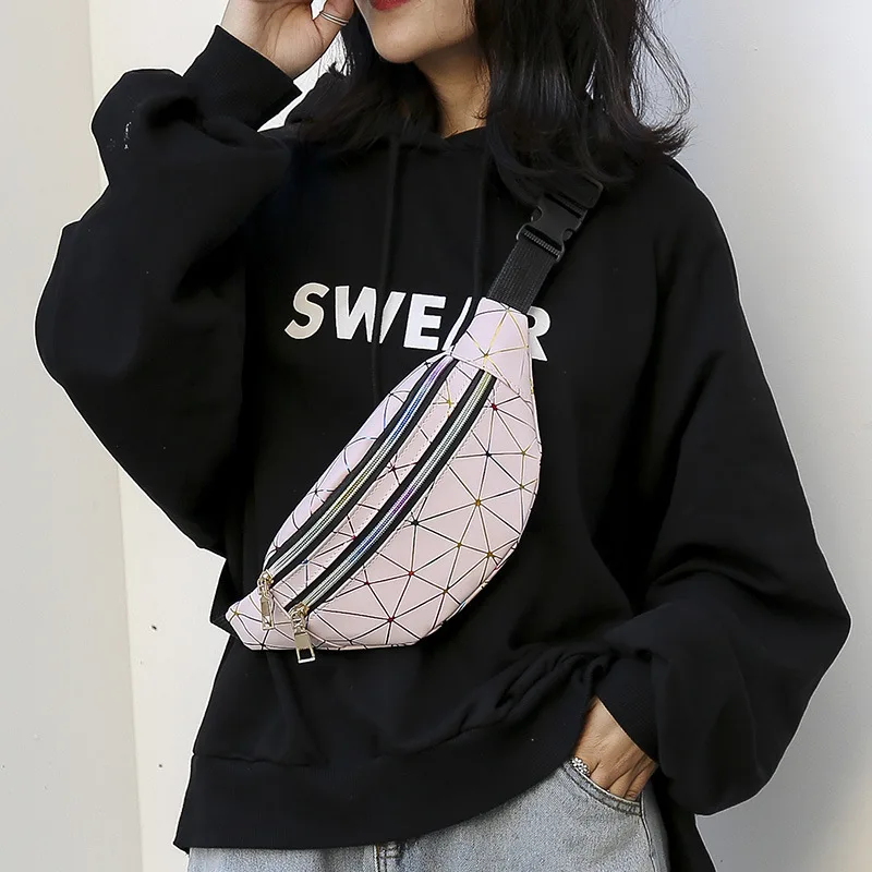 Поясные Сумки женские розовые серебряные поясные сумки черные геометрические